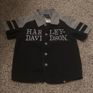 Harley-Davidson Black and Gray Button Down Shirt Two-Tone Design